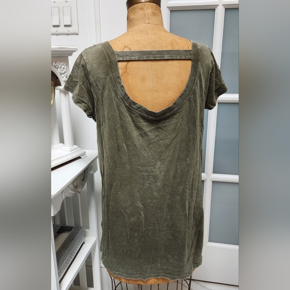Pigment Dyed Olive Green Open Back Cotton CABLE & GUAGE SS Top EUC - Picture 3 of 5